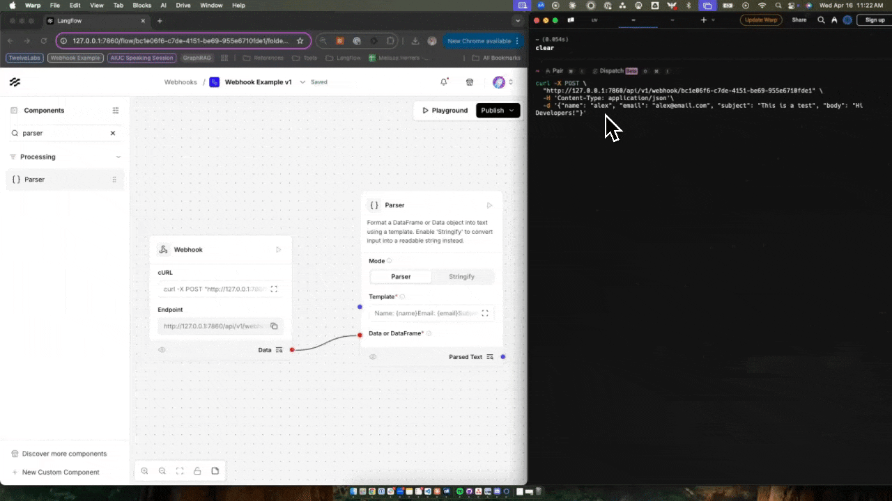Parser component in Langflow