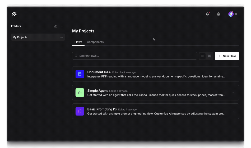 Once you select the Document Q&A template, you will see a flow with a number of connected components.
