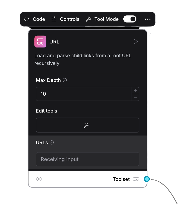 URL Component in Tool Mode