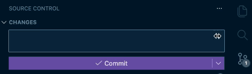 Clicking the commit message generator in VS Code creates a useful single line commit message.